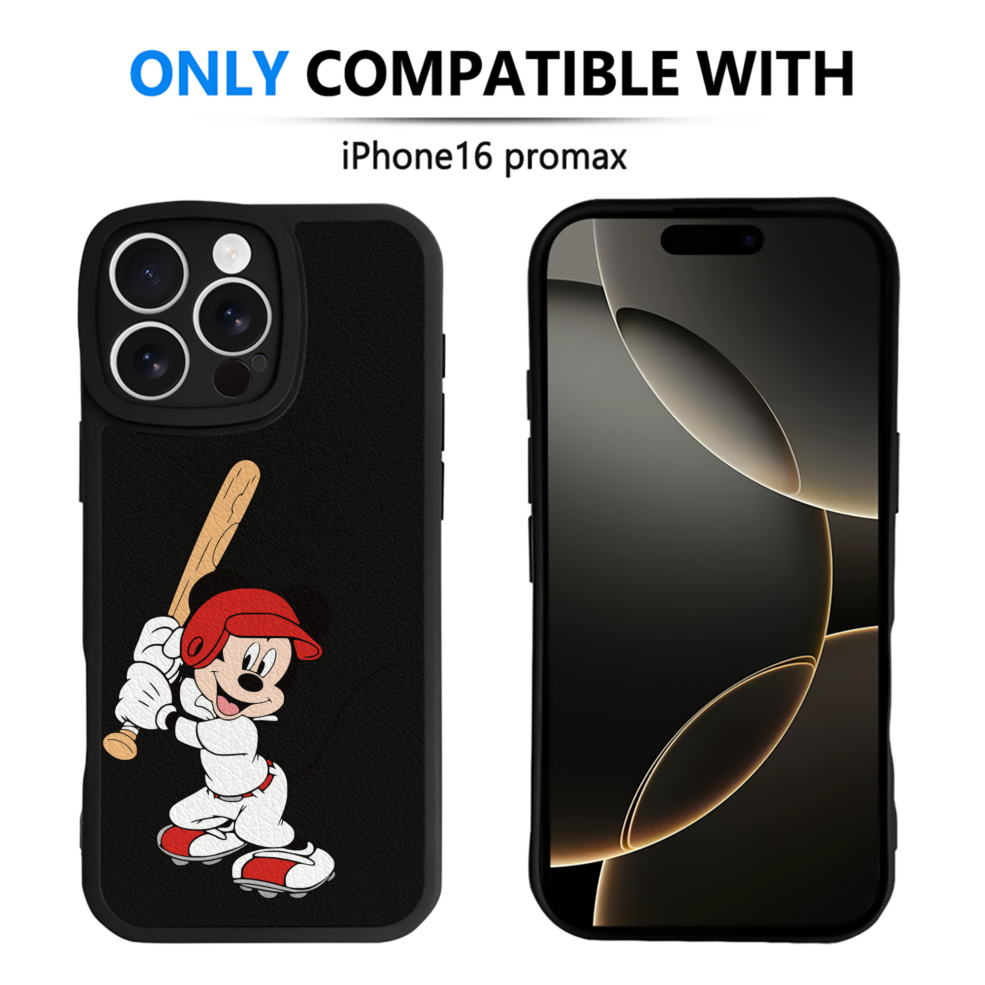 （画像用） ミッキーマウス Mickey Mouse 【iPhone 16シリーズ対応】シリコンスマホケース（レザー調） 材質：シリコン